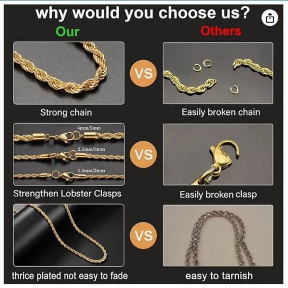 Gold Plated Rope Chain - Picture 7 of 10